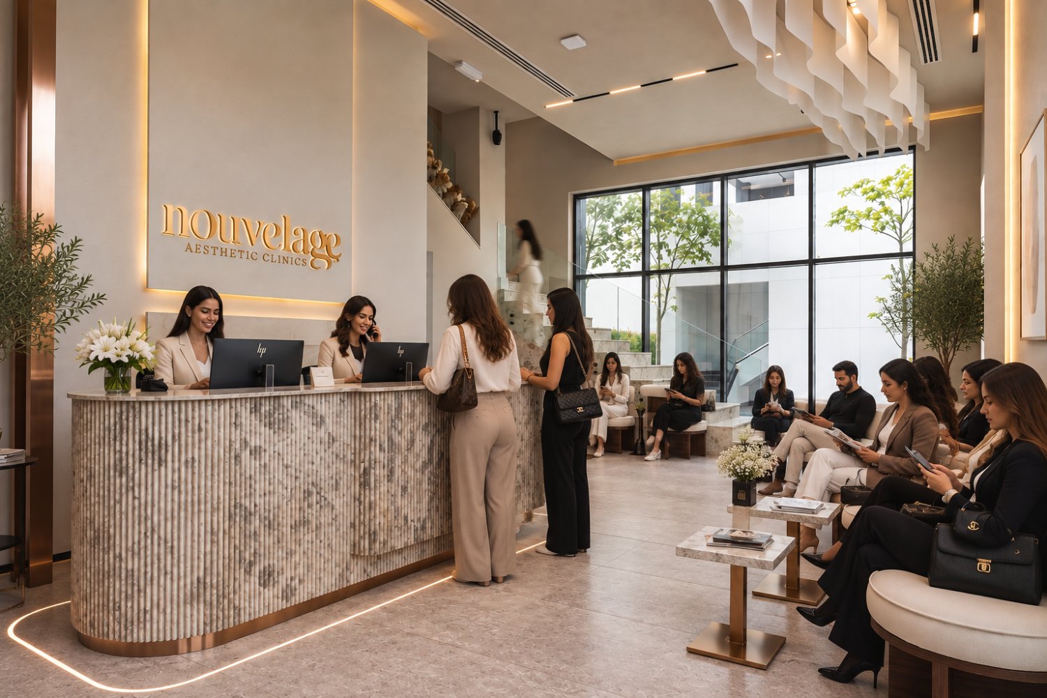 The Nouvelage clinic reception, full waiting area