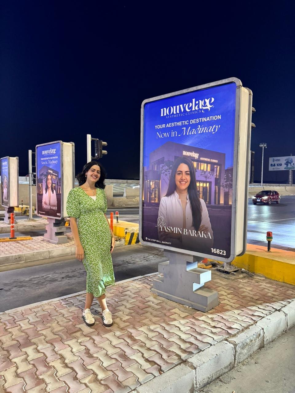 Dr. Yasmin Baraka beside her sucette at night