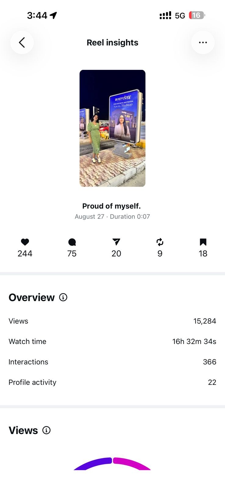 Reel insights screenshot